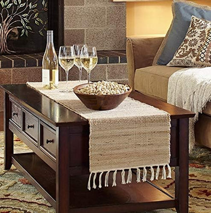 Table Runner 13'' X 72'' Eco-Friendly Hand-Made Vintage Jute Mats for Parties, Dining Table, Wedding, Boho Table Runner, Perfect for Decor - Natural Jute