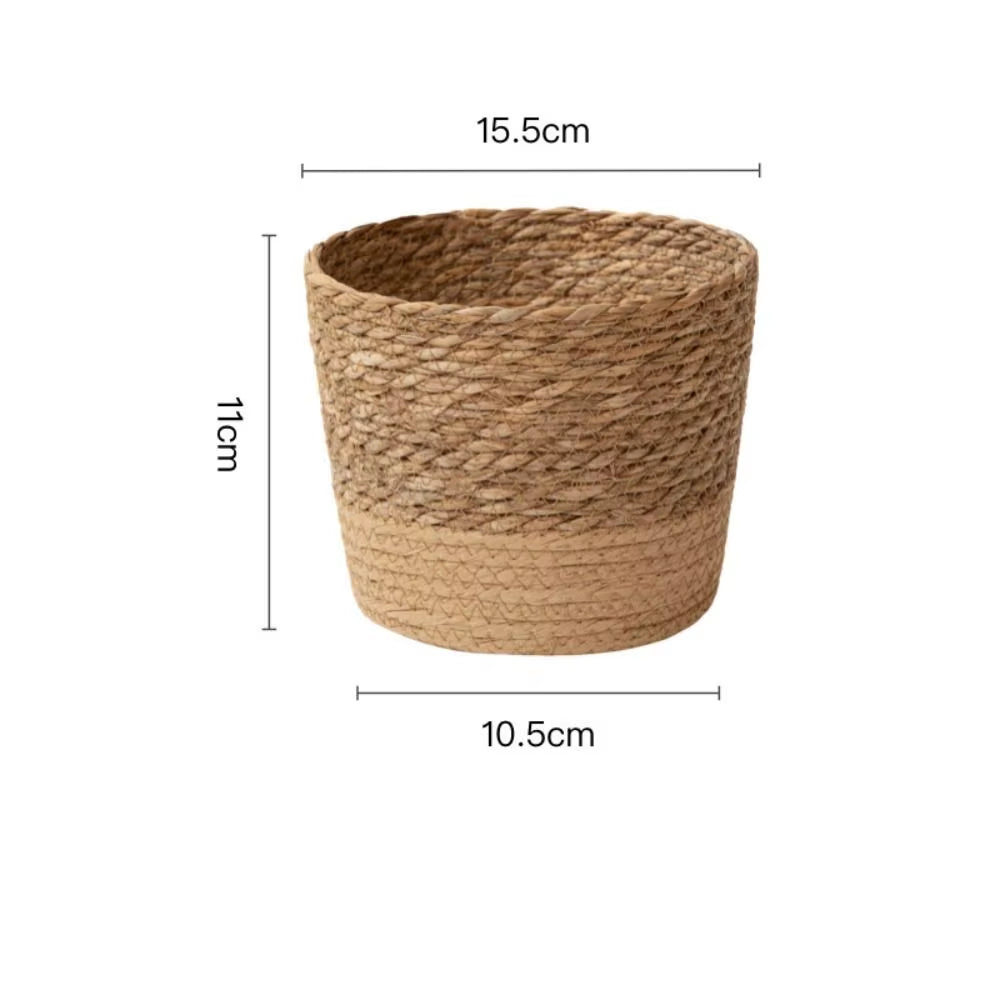 Straw Weaving Flower Plant Pot Wicker Basket Rattan Flowerpot Storage Basket Garden Flowerpot Handmade Woven Planter Basket