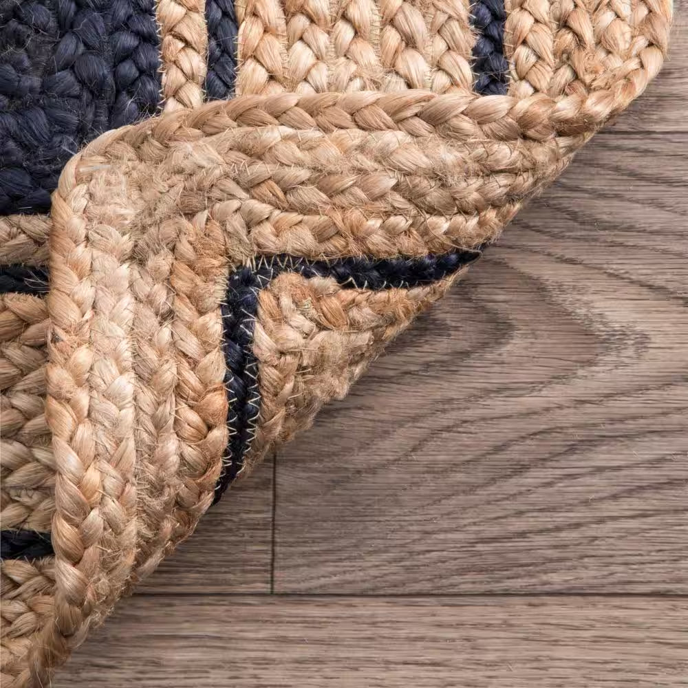 Rikki Braided Border Jute Navy 4 Ft. X 6 Ft. Area Rug