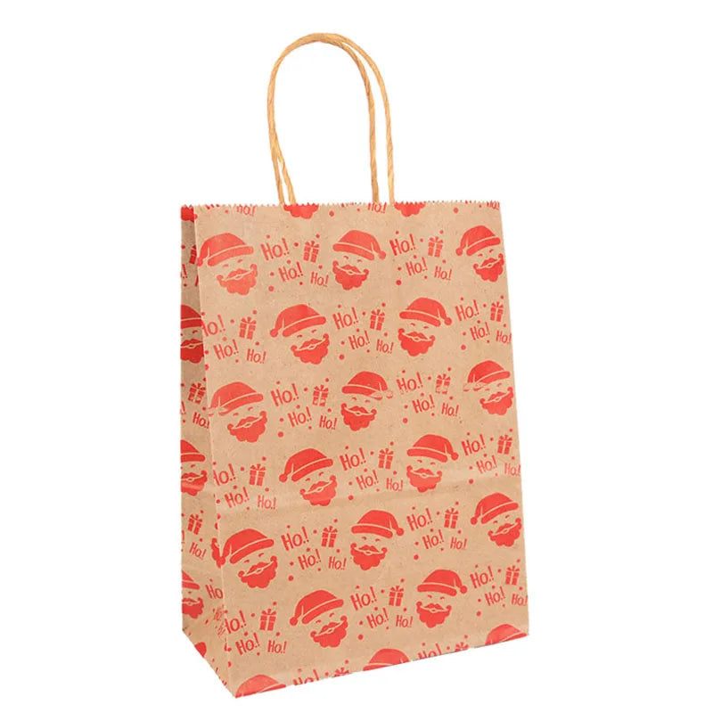 5Pcs Kraft Paper Gift Bags Merry Christmas Candy Cookie Packaging Bag Boxes Natal Kids Favors 2025 New Year Party Decoration