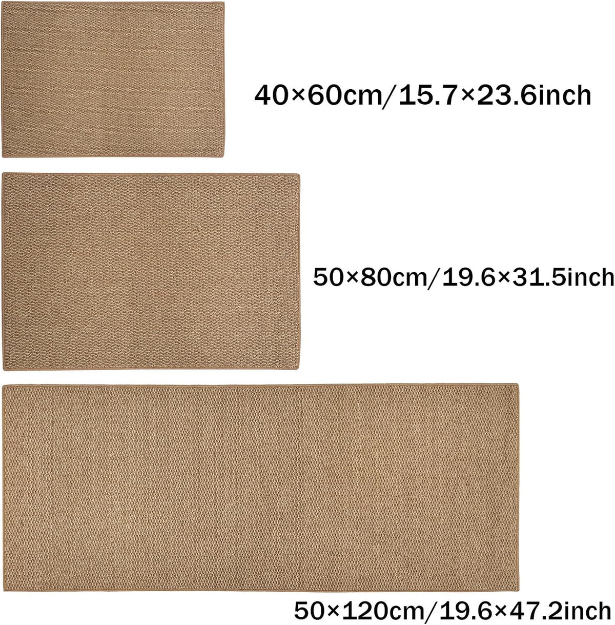 Kitchen Mat Set - 3 Pcs Faux Jute Laundry Room Rugs Kitchen Sink Mat, Farmhouse Entrance Doormat, Washable Area Rug for Bedroom Entryway Hallway Mudroom Decor, Indoor/Outdoor, Coffee