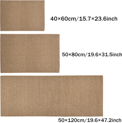 Kitchen Mat Set - 3 Pcs Faux Jute Laundry Room Rugs Kitchen Sink Mat, Farmhouse Entrance Doormat, Washable Area Rug for Bedroom Entryway Hallway Mudroom Decor, Indoor/Outdoor, Coffee