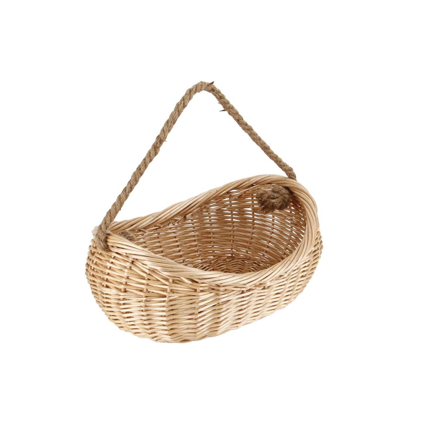 JJSQ Wicker Woven Basket with Jute Rope Handle Garden Harvest Basket Wicker S...