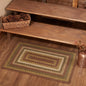 Tea Cabin Rustic Jute Green Striped Accent Rug Rectangle W/Floor Pad 20"X30"