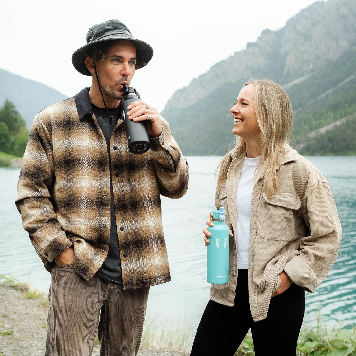 Insulated Water Bottle - 17 Oz / 25 Oz / 32 Oz - Standard Mouth Flipflow Flask - BPA Free, Leak Proof Drink Bottle- Ergonomic Straw Water Bottles for Work, Gym, Travel, Sports