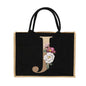 Jute Handbag Shoulder Bag Gold Letters Sacks Jute Imitation Bags Women Shopping Pouch Designer Laminated Bags Dark