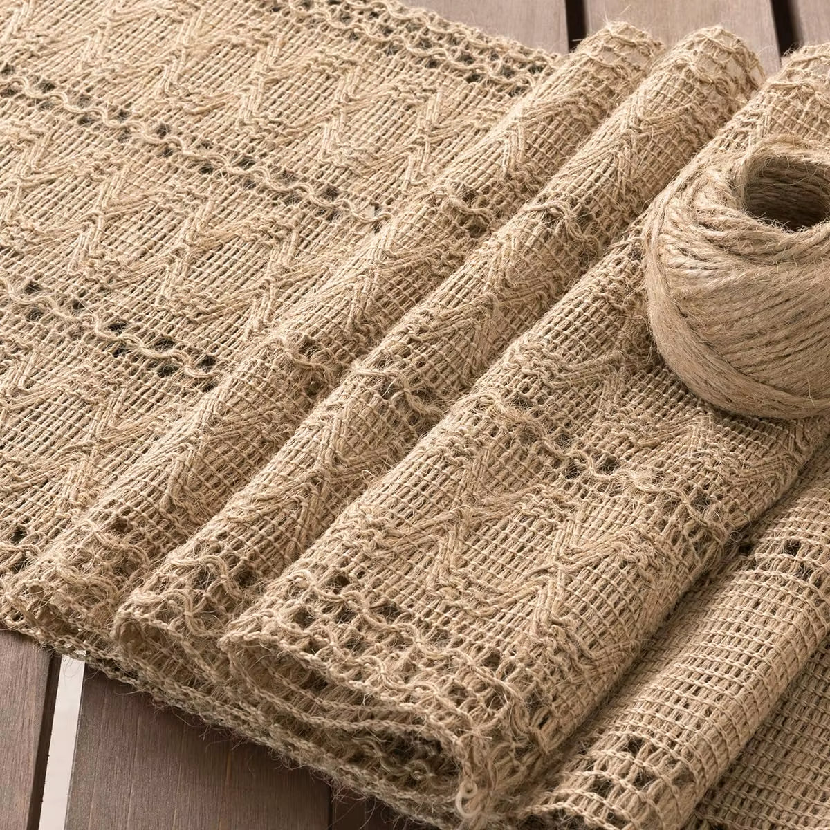 Burlap Small Table Runner Boho Rustic Macrame Spring Easter Jute Vintage Farmhouse Coffee Table Dresser Scarf for Dining Room