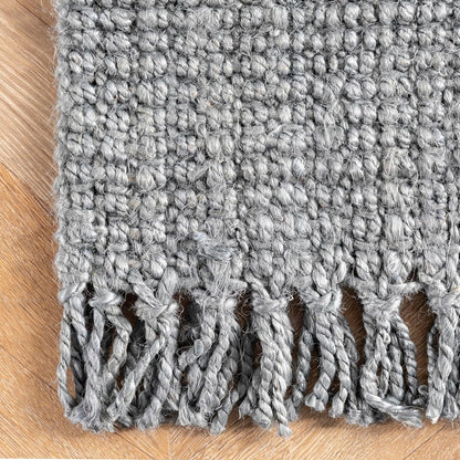 Daniela Grey, 6' X 9', Handmade, Jute, Tassel, Soft and Textured, High Traffic, Stain Resistant, Easy Clean, Durable Area Rug for Bedroom, Living Room, Dining Space, Foyer, Entryway
