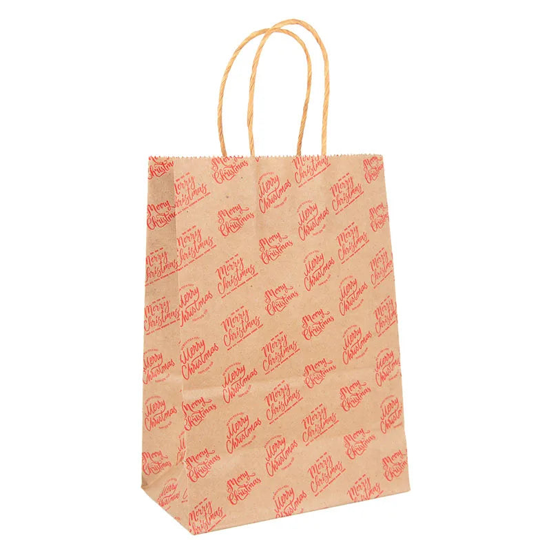 5Pcs Kraft Paper Gift Bags Merry Christmas Candy Cookie Packaging Bag Boxes Natal Kids Favors 2025 New Year Party Decoration