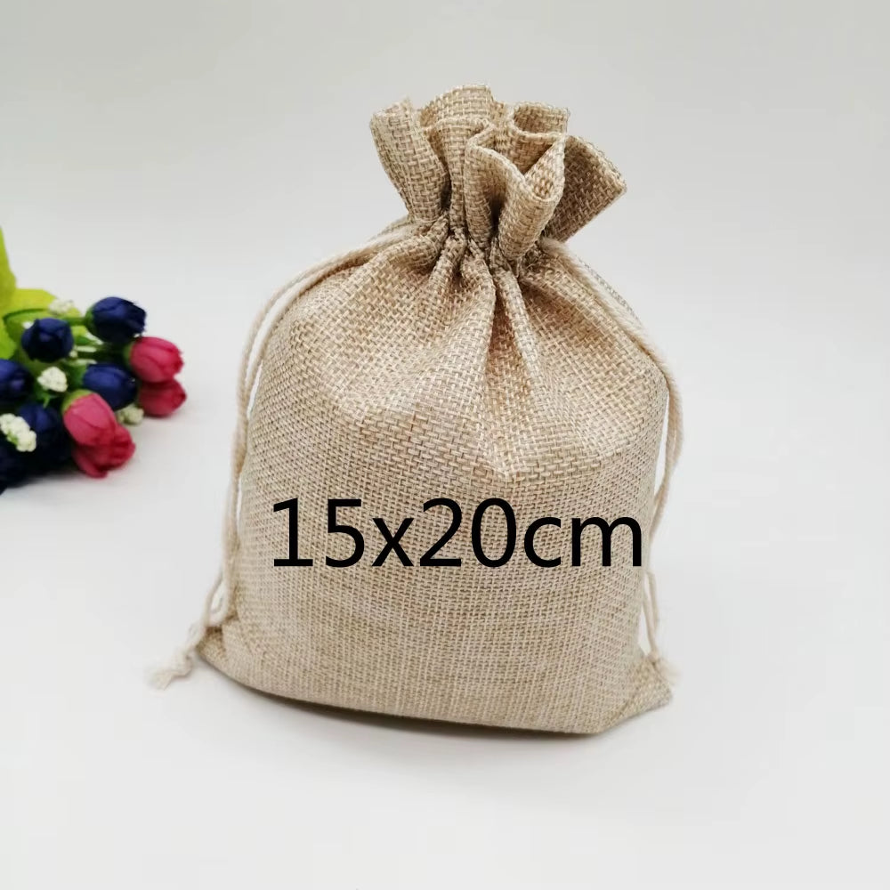 6Pcs/Lot Jute Bags Gift Drawstring Pouch Gift Box Packaging Bags for Gift Linen Bags Jewelry Display Wedding Sack Burlap Bag Diy