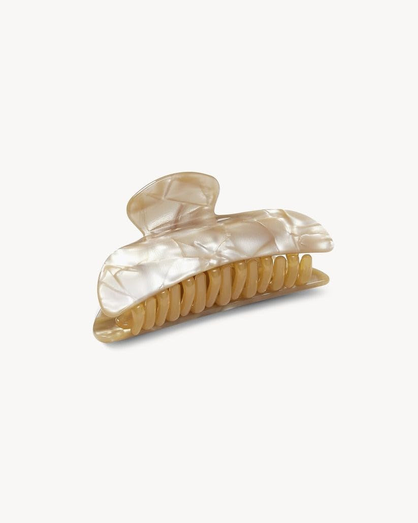 Women Hair Clip Midi Heirloom Claw Clip, 3.5 Inch Hair Clamp Fashion Hair Accessories (Sand Shell)