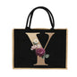 Jute Handbag Shoulder Bag Gold Letters Sacks Jute Imitation Bags Women Shopping Pouch Designer Laminated Bags Dark