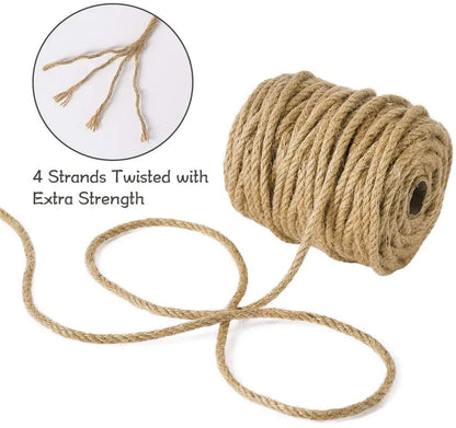 100% Natural Jute Rope Hemp Rope Cord String Twine Burlap Jute Twine for DIY Crafts Gardening Hammock Home Decor 1-14Mm