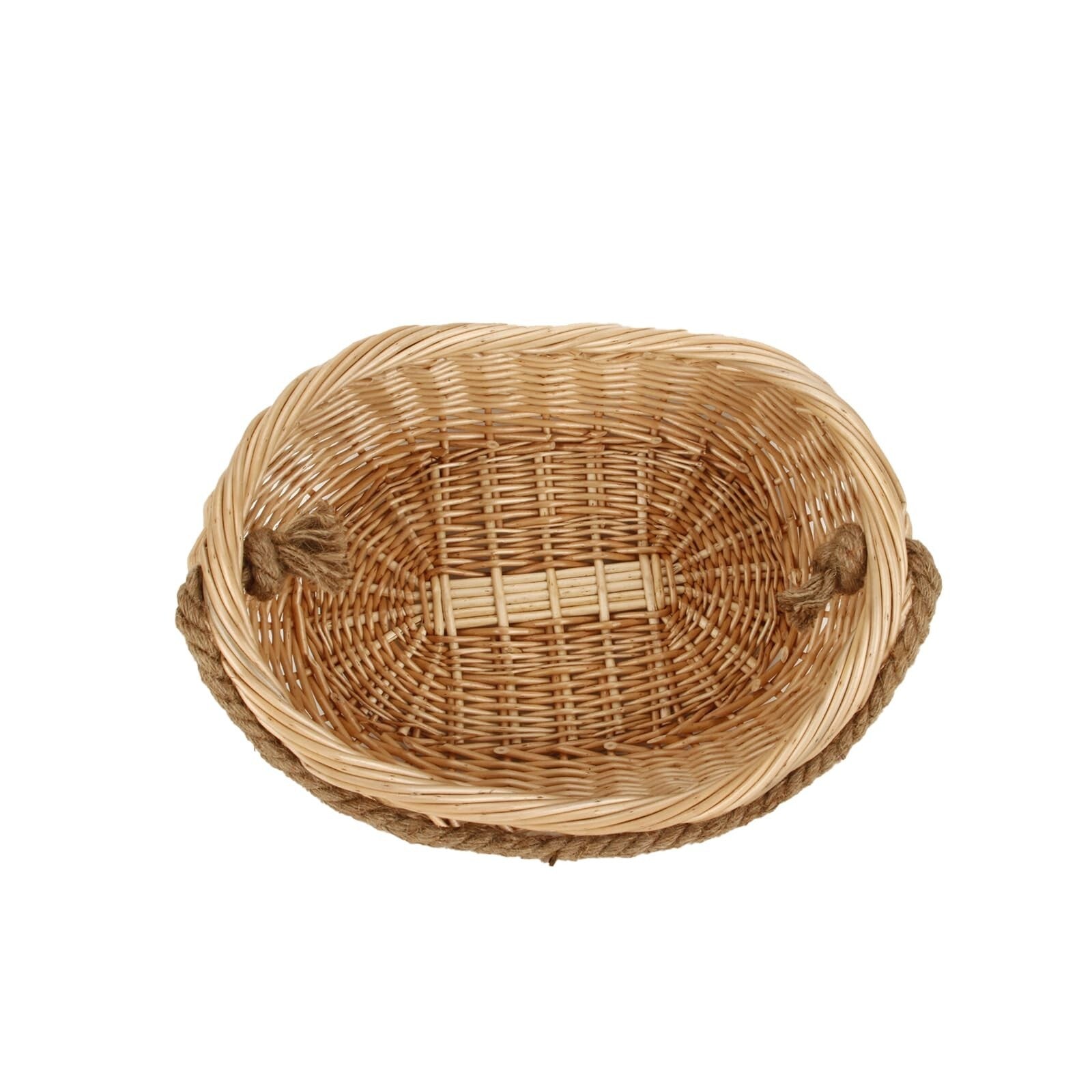 JJSQ Wicker Woven Basket with Jute Rope Handle Garden Harvest Basket Wicker S...