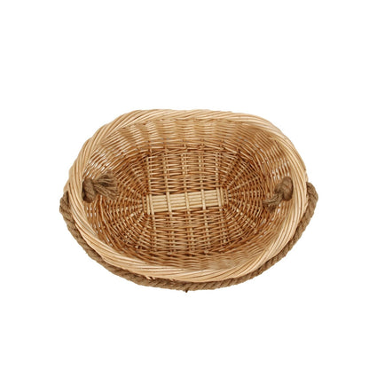 JJSQ Wicker Woven Basket with Jute Rope Handle Garden Harvest Basket Wicker S...