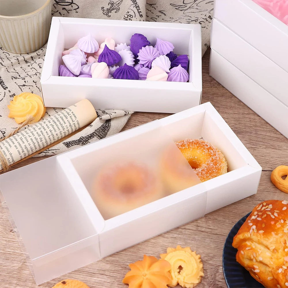 10Pcs Pull-Out Gift Boxes Drawer Kraft Paper Boxes with Clear Window Gift Jewelry Packaging Business Wedding Birthday Party