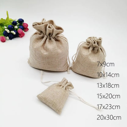 6Pcs/Lot Jute Bags Gift Drawstring Pouch Gift Box Packaging Bags for Gift Linen Bags Jewelry Display Wedding Sack Burlap Bag Diy