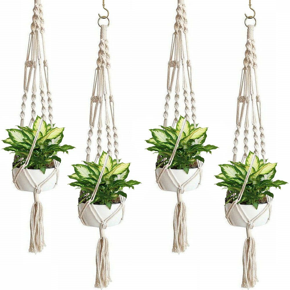 2 Pack Plant Hanger Flower Pot Plant Holder Large 4 Legs Macrame Jute 41 Inch US