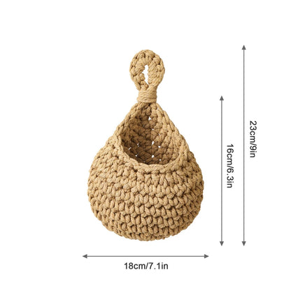 Handwoven Hanging Wall Vegetable Fruit Basket Organizer Container Decor for Kitchen Garden Mount Wall Plant Flower Onion Storage
