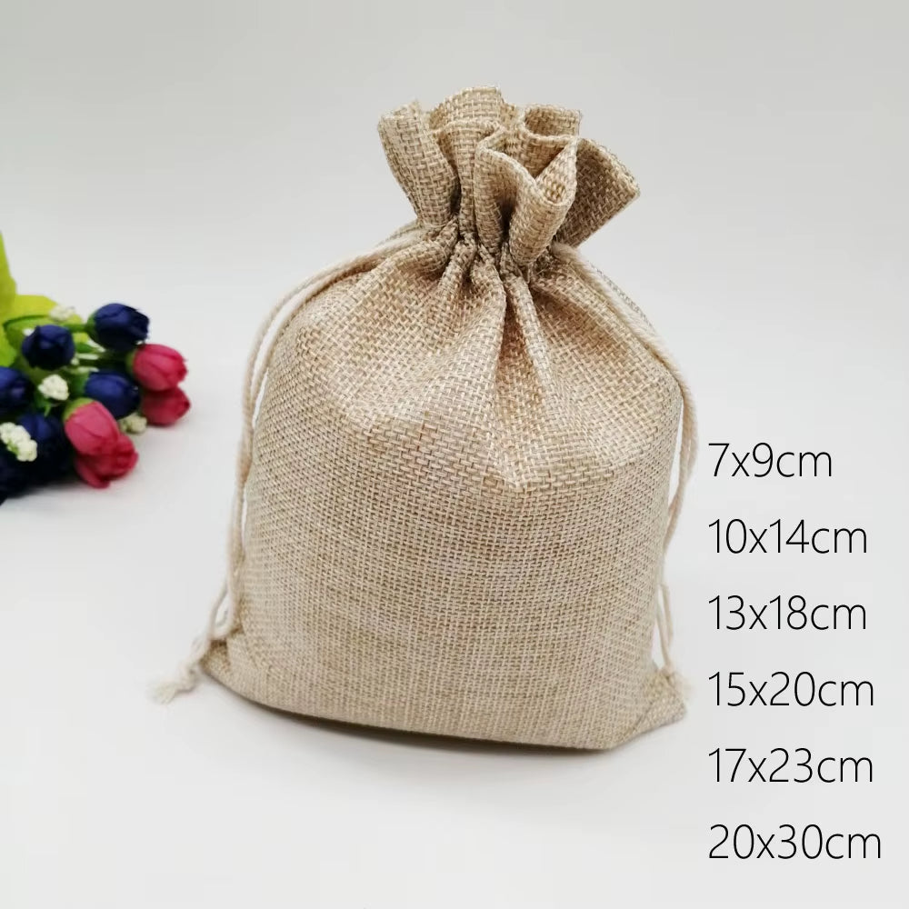 6Pcs/Lot Jute Bags Gift Drawstring Pouch Gift Box Packaging Bags for Gift Linen Bags Jewelry Display Wedding Sack Burlap Bag Diy