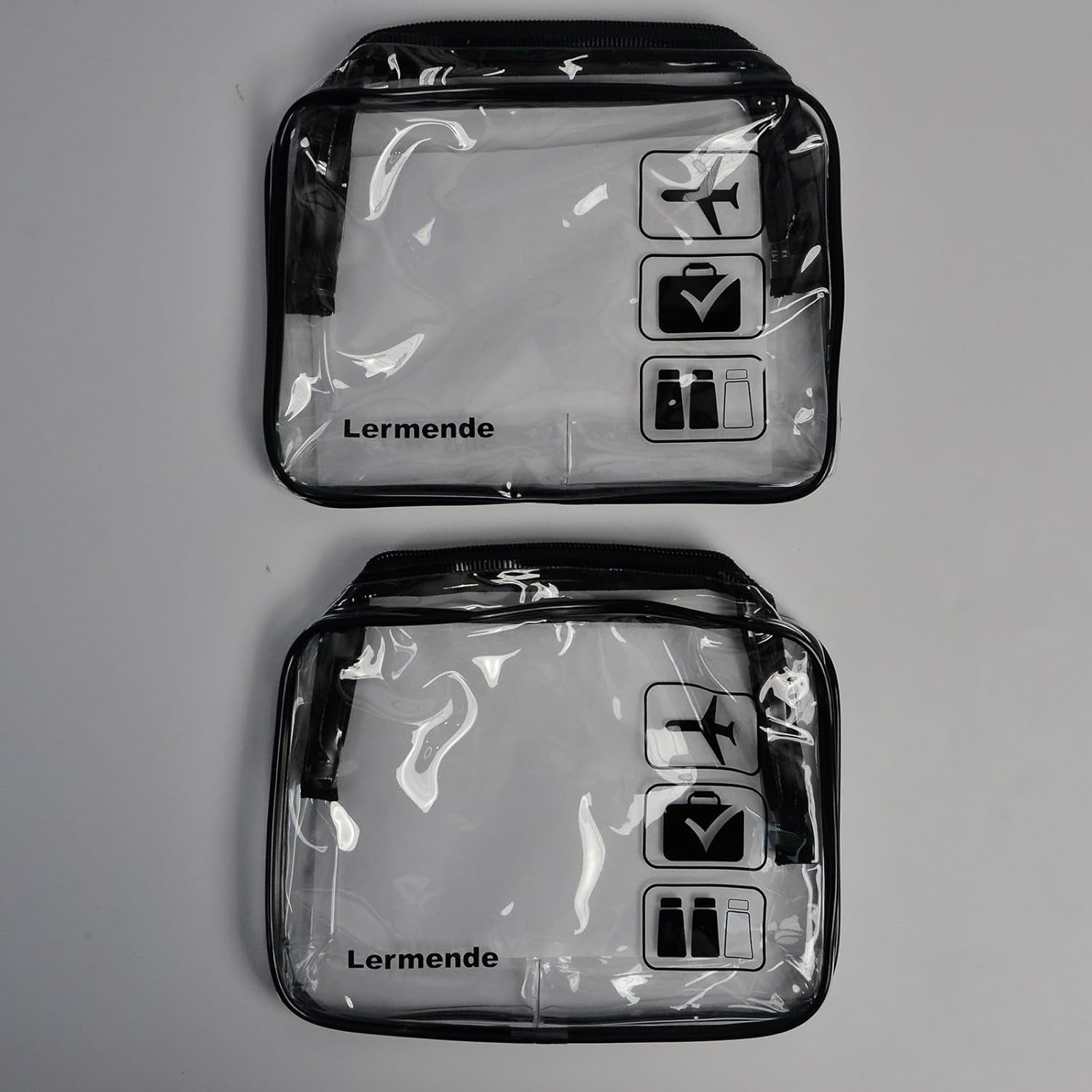 2Pcs Clear Toiletry Bag TSA Approved Travel Bag,Carry on for Travel,Airport Airline Accessories Compliant Bag,Quart Sized Makeup Cosmetic Bag Women Men (Black, 2 Pack)