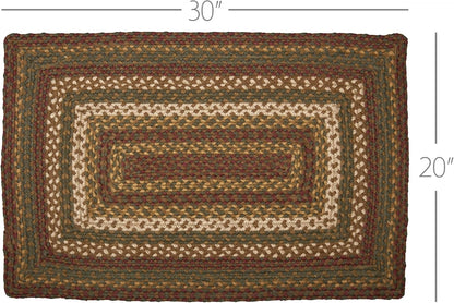 Tea Cabin Rustic Jute Green Striped Accent Rug Rectangle W/Floor Pad 20"X30"