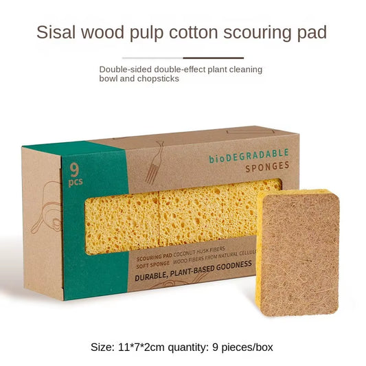 Natural cellulose dish sponges with coconut fiber scrubber
