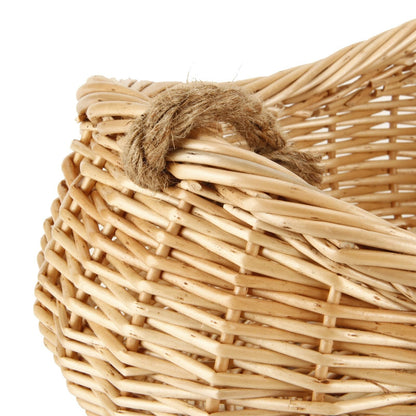 JJSQ Wicker Woven Basket with Jute Rope Handle Garden Harvest Basket Wicker S...
