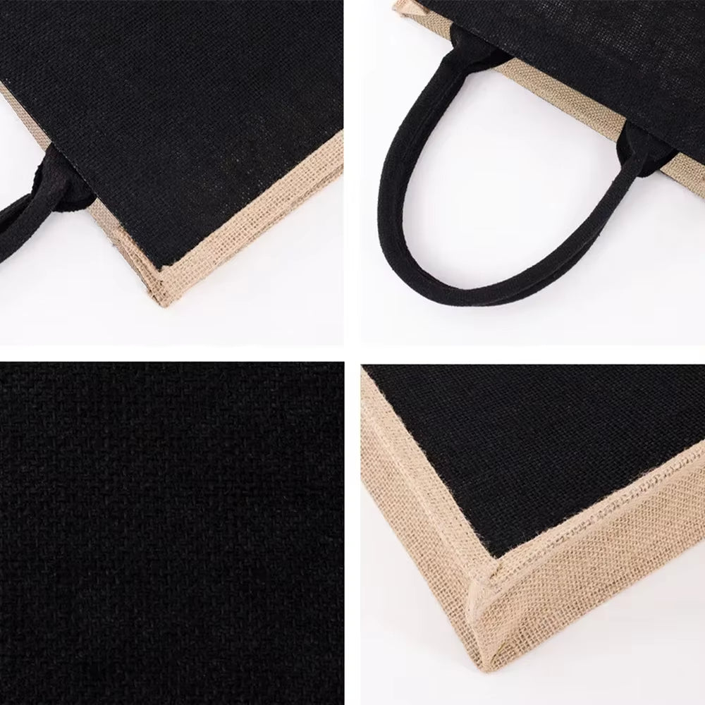 Jute Handbag Shoulder Bag Gold Letters Sacks Jute Imitation Bags Women Shopping Pouch Designer Laminated Bags Dark