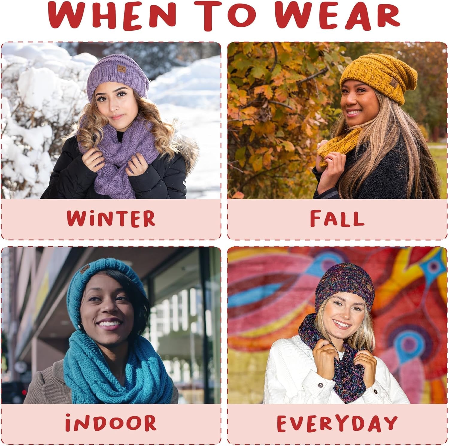Premium Slouchy Beanie & Infinity Scarf Set - Mothers Day Gift - Warm Winter Bundle