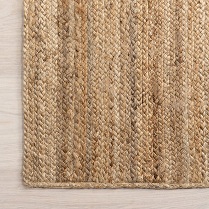 Rigo Hand Woven Farmhouse Jute Area Rug, Oval 6' X 9', Natural