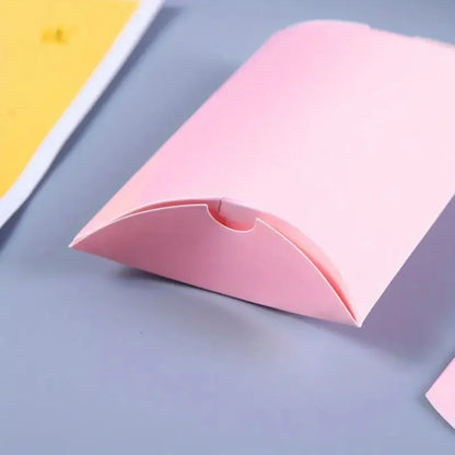 50/100PCS Pink Pillow Paper Box Kraft Paper Candy Jewelry Wedding Birthday Party Christmas Halloween Gift Packaging Boxes