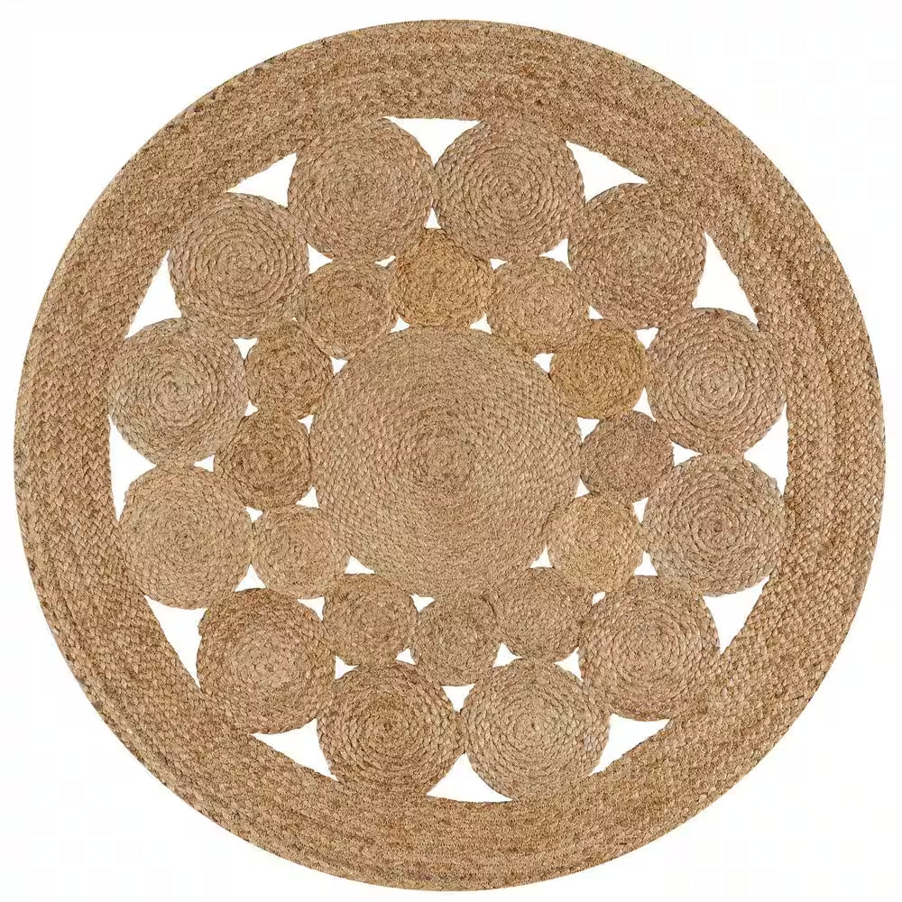 Cassia round Natural 5 Ft. Jute Boho Circle Natural round Area Rug