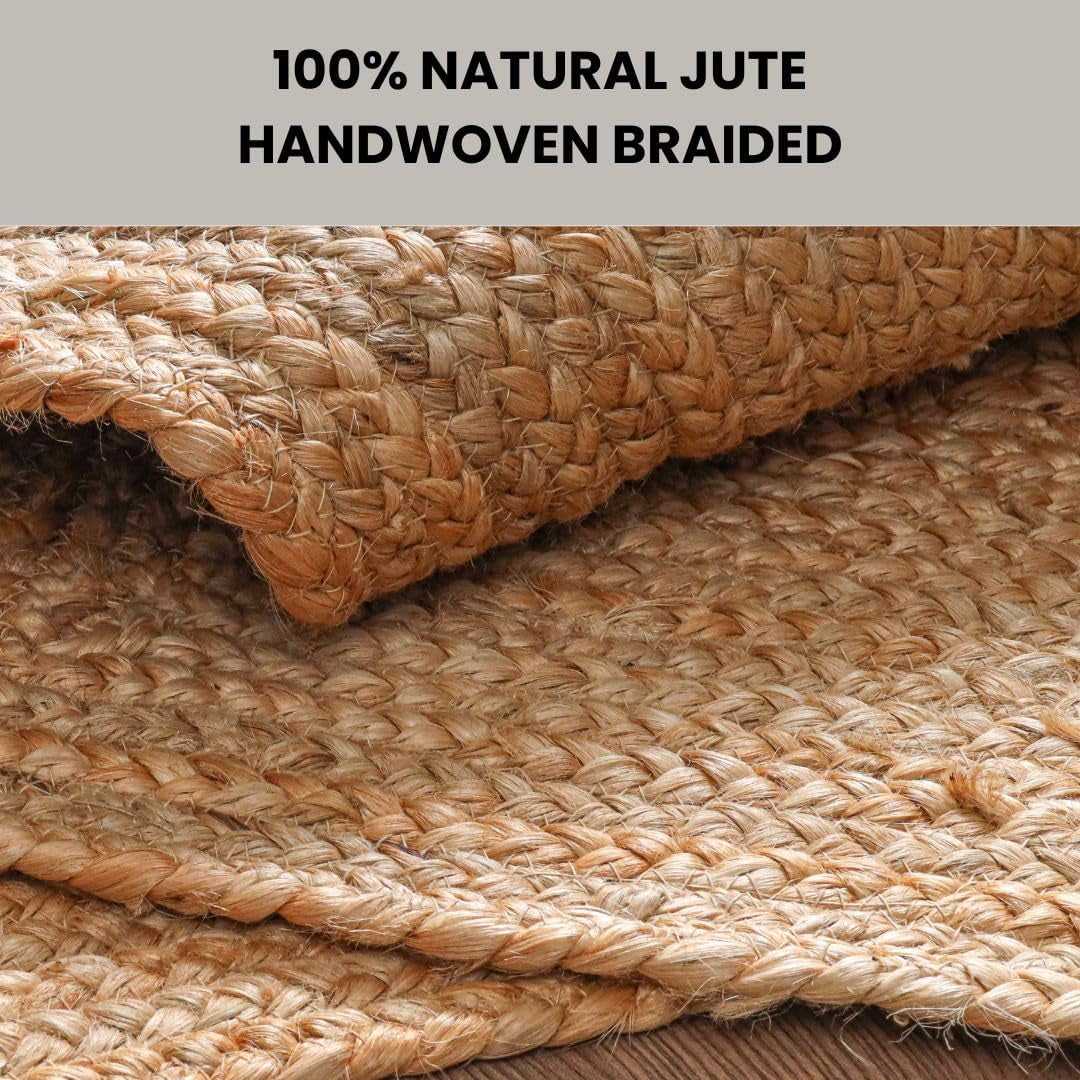 Braided Jute Area Rug, Natural, 4X6 Ft