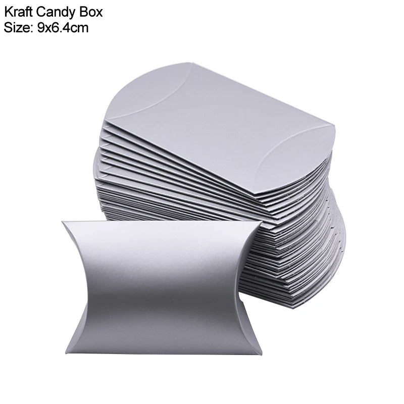 10/20/30Pcs Pillow Candy Box Kraft Paper Christmas Gift Packaging Boxes Candy Bags Wedding Favors Birthday Party Decorations