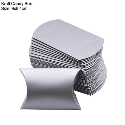 10/20/30Pcs Pillow Candy Box Kraft Paper Christmas Gift Packaging Boxes Candy Bags Wedding Favors Birthday Party Decorations