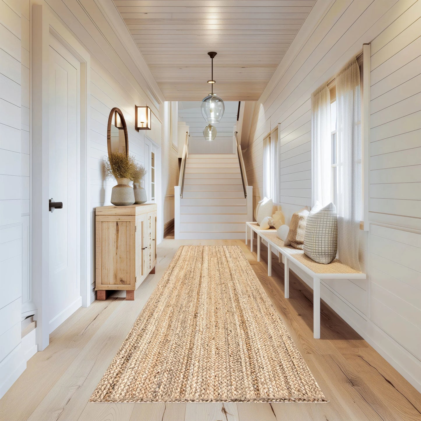 Rigo Hand Woven Farmhouse Jute Area Rug, 7' 6" X 9' 6", Natural