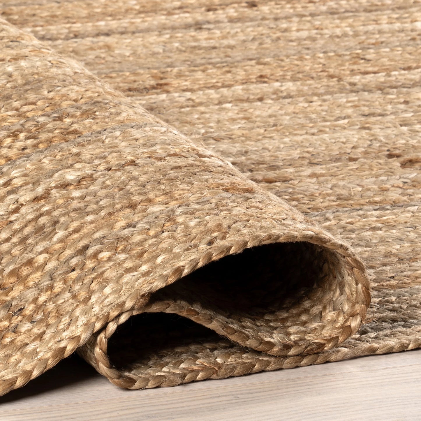 Rigo Hand Woven Farmhouse Jute Area Rug, Oval 6' X 9', Natural