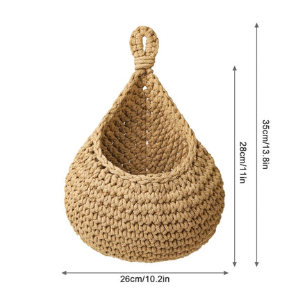 Handwoven Hanging Wall Vegetable Fruit Basket Organizer Container Decor for Kitchen Garden Mount Wall Plant Flower Onion Storage