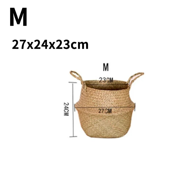 Seaweed Wicker Basket Rattan Hanging Flower Pot Dirty Clothes Basket Storage Basket Cesta Mimbre Basket Picnic Basket