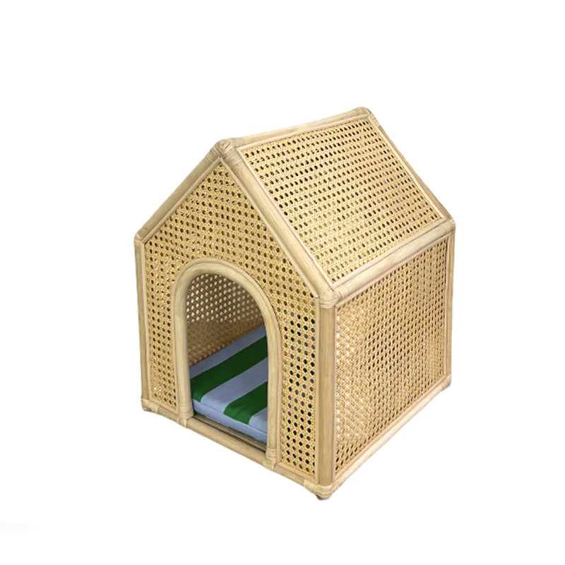 YXT Dog House/Dog Bed/Cat House Pet Furniture Eco-Friendly Luxury Hand-Woven Rattan Rattan Pet House Cage Woven Rattan Pet Bed