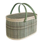 Bamboo Woven Basket with Top Handle Versatile Handwoven Picnic Basket Food Storage Basket Bamboo Basket with Lid for Snacks Cake
