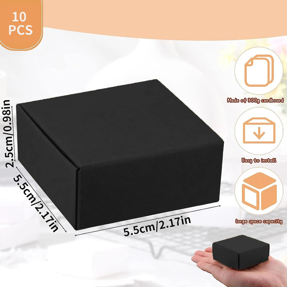 10Pcs Small Kraft Paper Gift Boxes 2.16'' X 2.16'' X 0.98'' for Ornaments Earring Jewelry Wrapping Packaging Cardboard Boxes