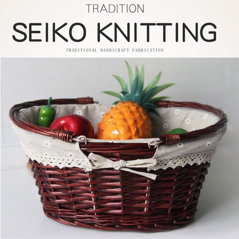 Wicker Gift Baskets Empty Oval Willow Woven Picnic Basket Easter Candy Basket Wine Basket with Handle Egg Gathering Wedding Basket (Brown)