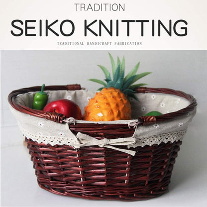 Wicker Gift Baskets Empty Oval Willow Woven Picnic Basket Easter Candy Basket Wine Basket with Handle Egg Gathering Wedding Basket (Brown)