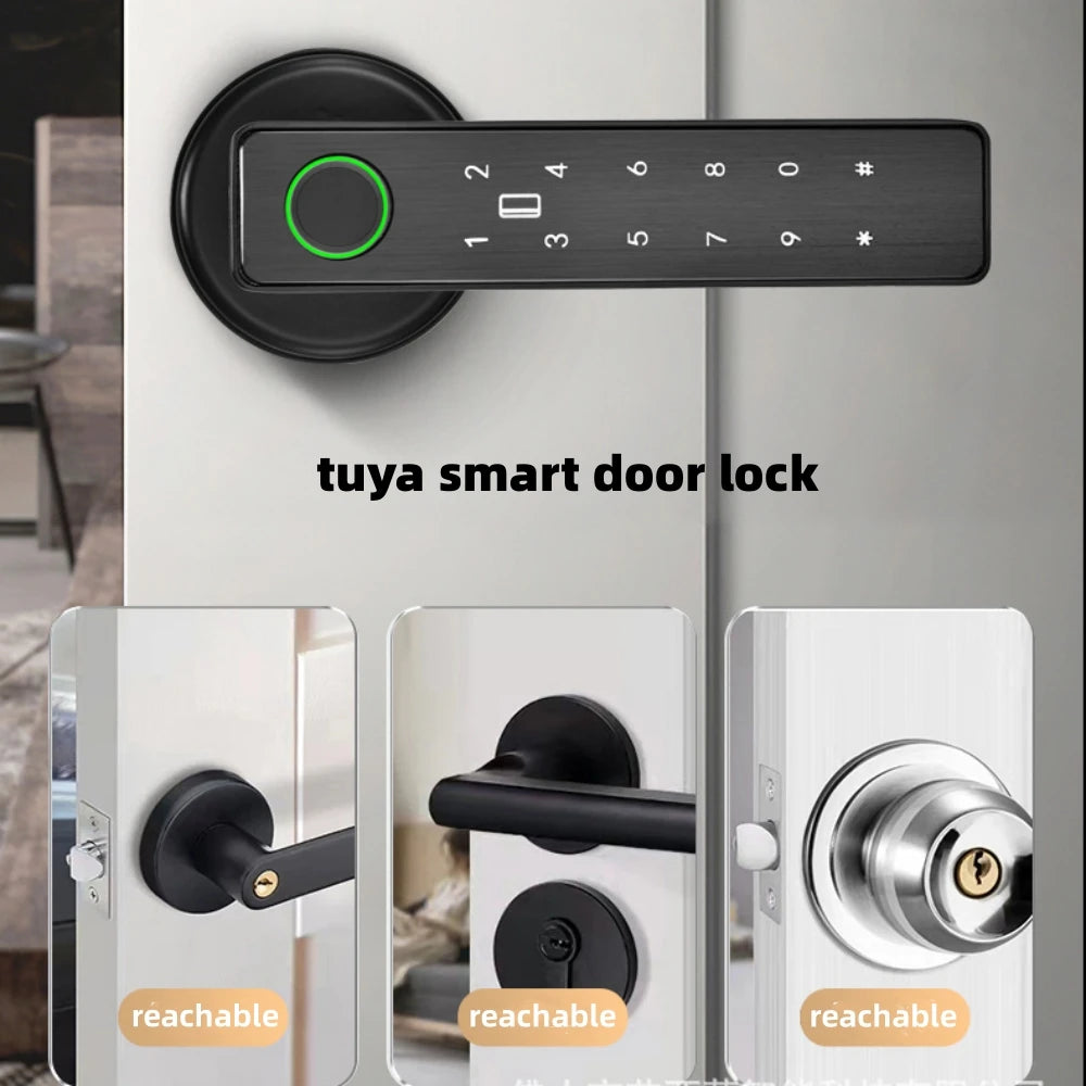 Tuya APP Remote Control Wifi Electronic Smart Door Lock with Biometric Camera Fingerprint Smart Card Password Key Unlock