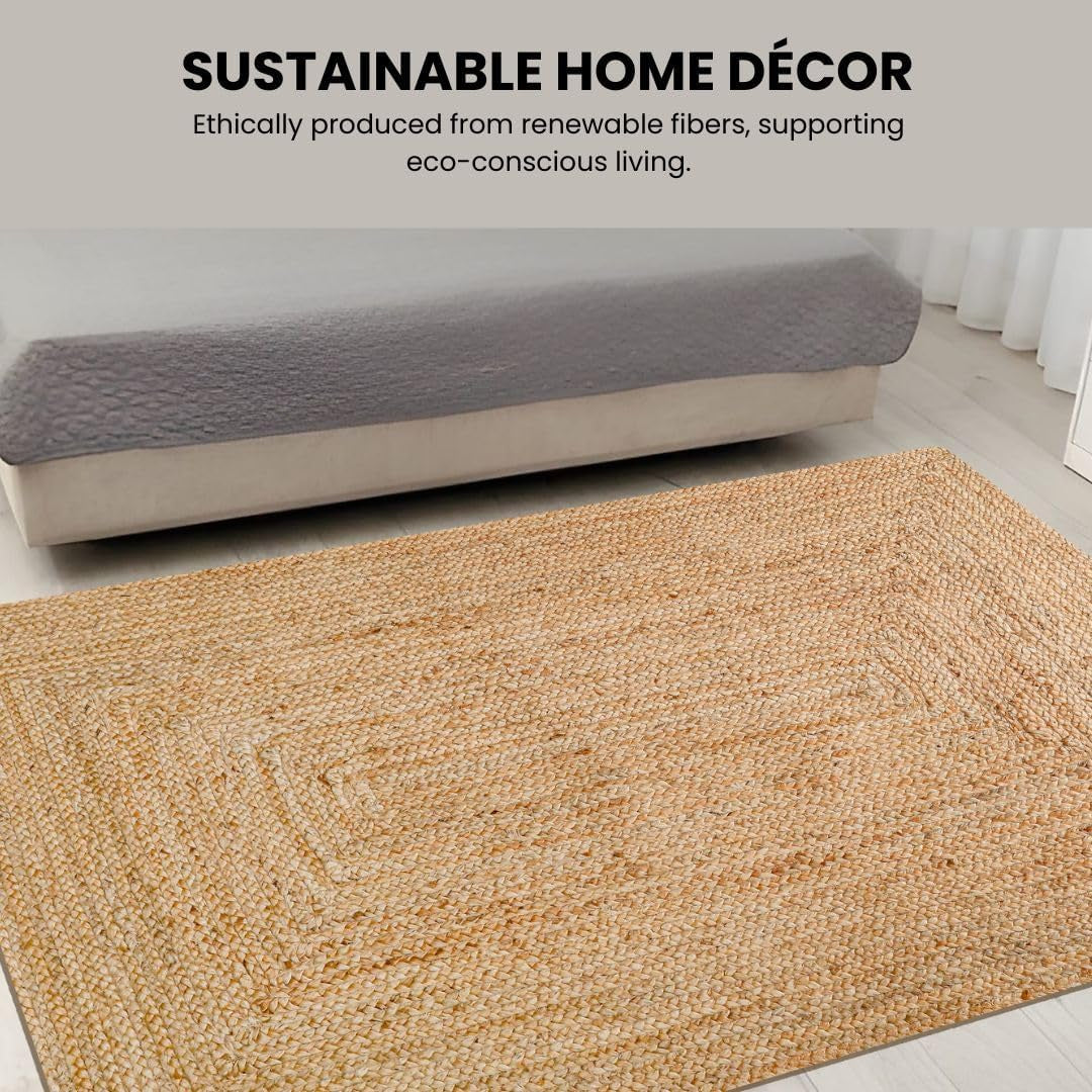 Braided Jute Area Rug, Natural, 4X6 Ft