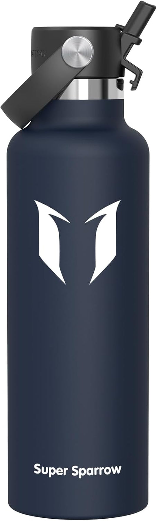 Insulated Water Bottle - 17 Oz / 25 Oz / 32 Oz - Standard Mouth Flipflow Flask - BPA Free, Leak Proof Drink Bottle- Ergonomic Straw Water Bottles for Work, Gym, Travel, Sports
