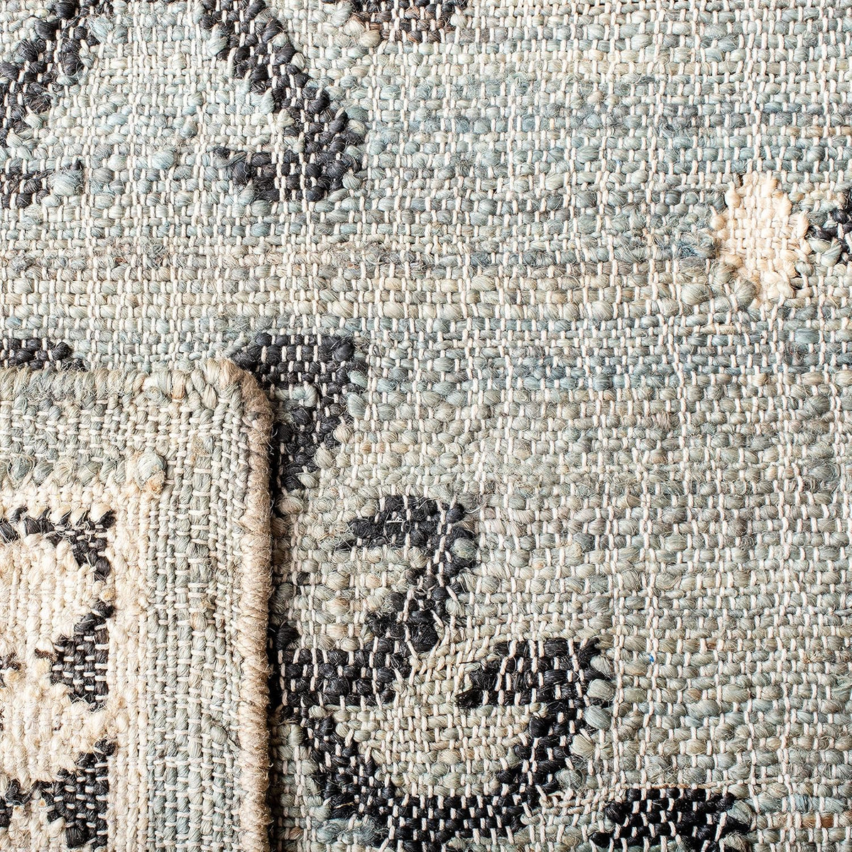 SAFAVIEH Area Rug 8X10 - Kilim Collection - Large - Blue & Black, Flat Weave Jute Design, Ideal for Living Room, Bedroom, Office, Dining Space (KLM762M)