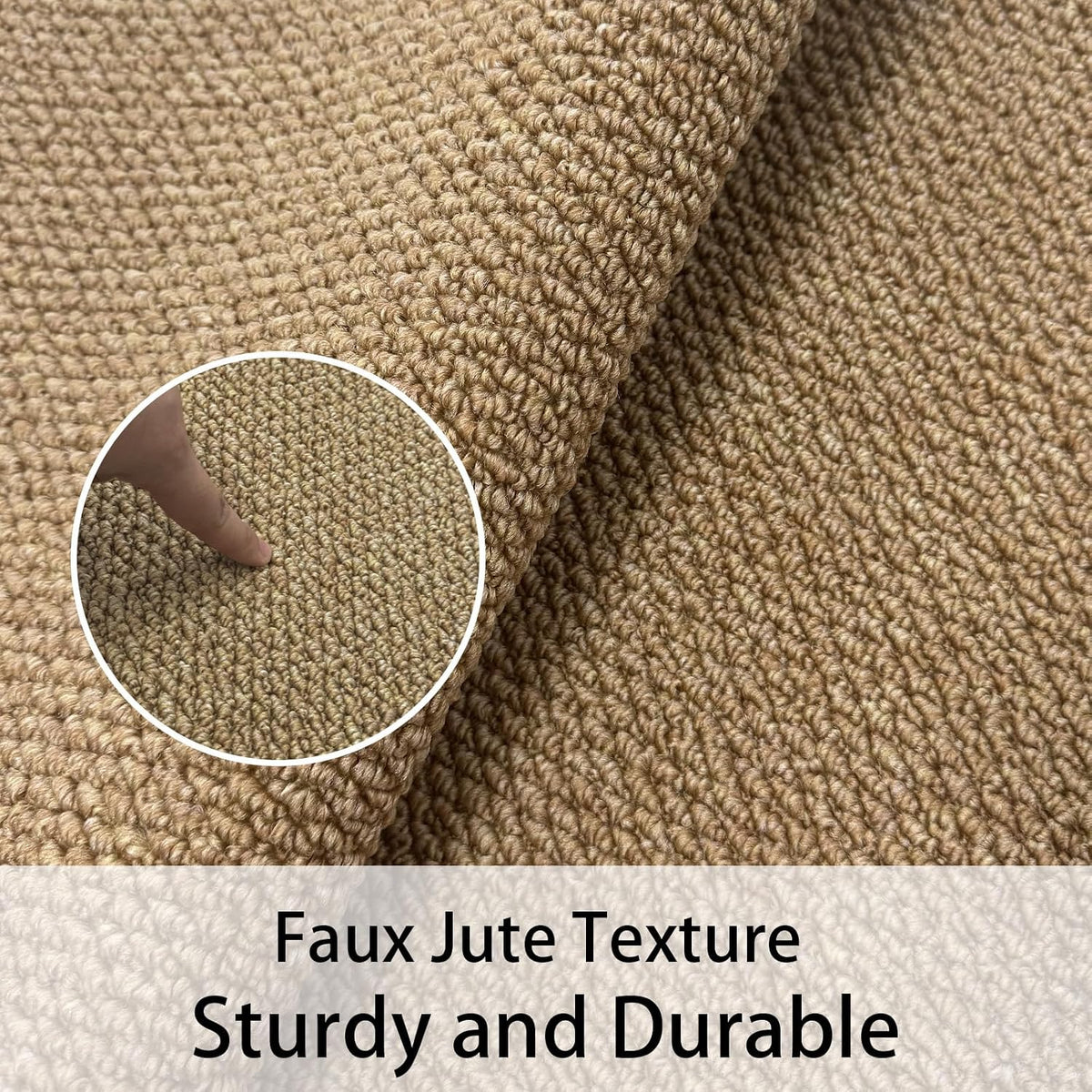 Kitchen Mat Set - 3 Pcs Faux Jute Laundry Room Rugs Kitchen Sink Mat, Farmhouse Entrance Doormat, Washable Area Rug for Bedroom Entryway Hallway Mudroom Decor, Indoor/Outdoor, Coffee